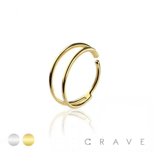 DOUBLE LINE HALF O RING HOOP 316L SURGICAL STEEL